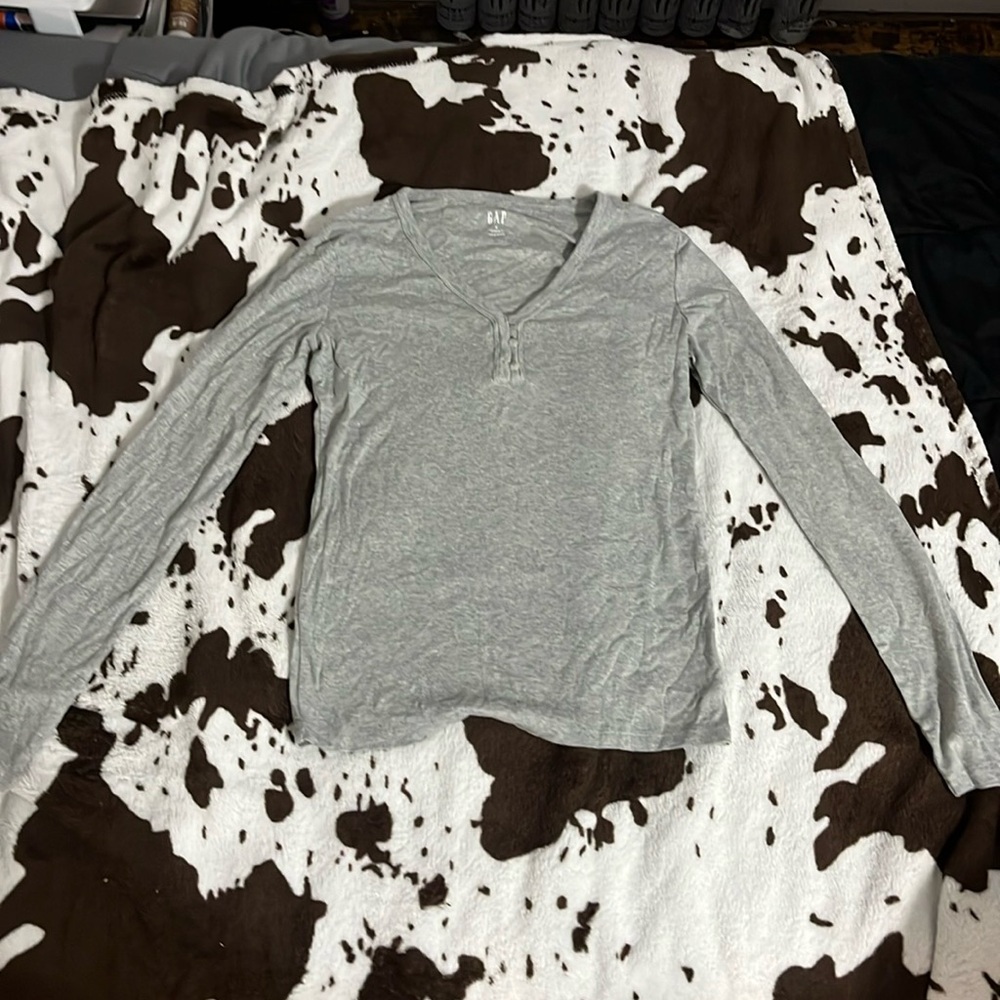 Grey long sleeve half button up